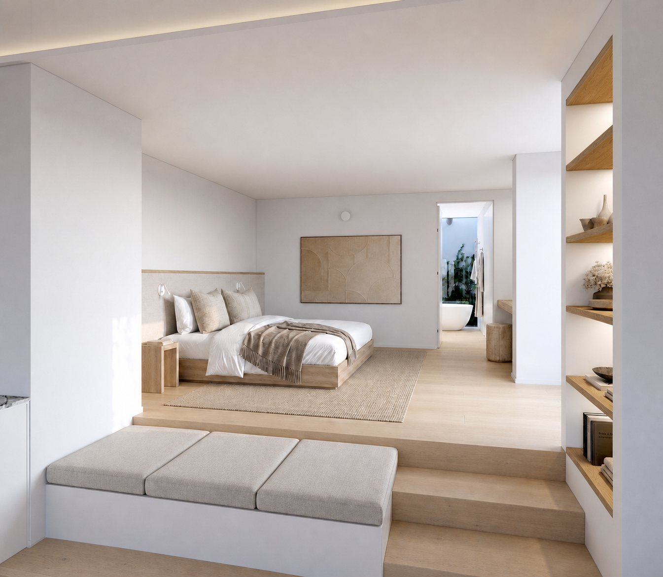 Seafront suite bedroom, render